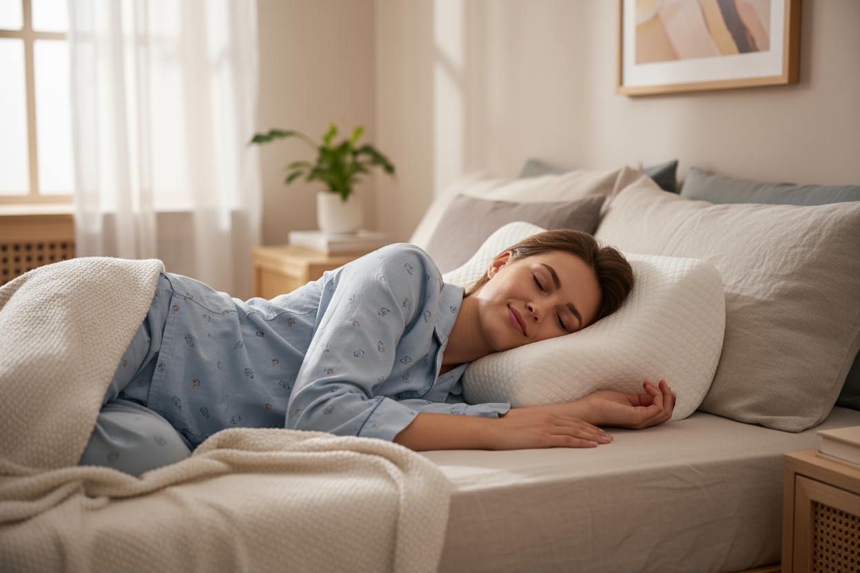 REAL PERSON SLEEPING ON Ergonomic PILLOW